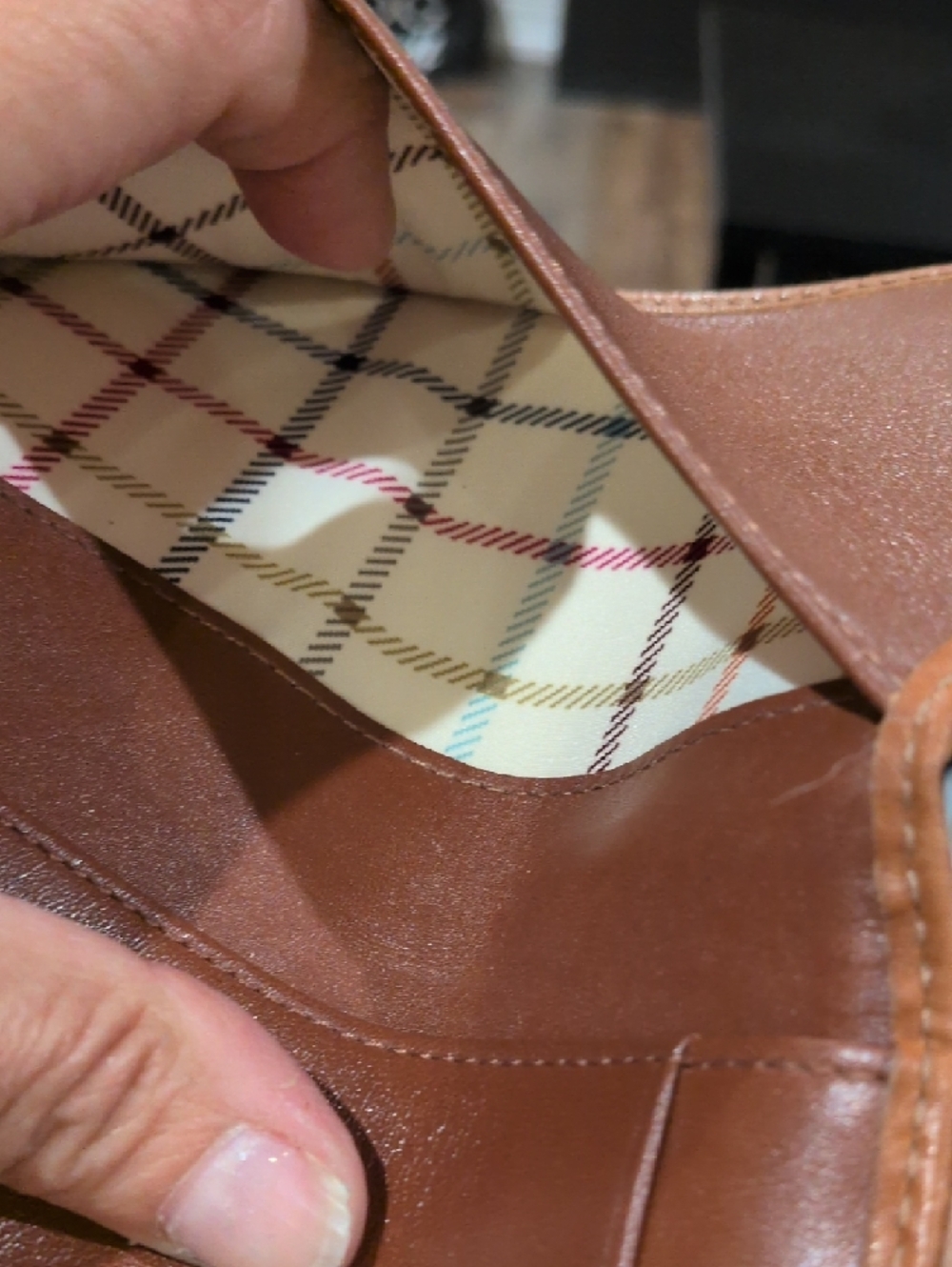 Coach Mini C Checkbook Cover With Tattersall Lining - Picture 5 of 10